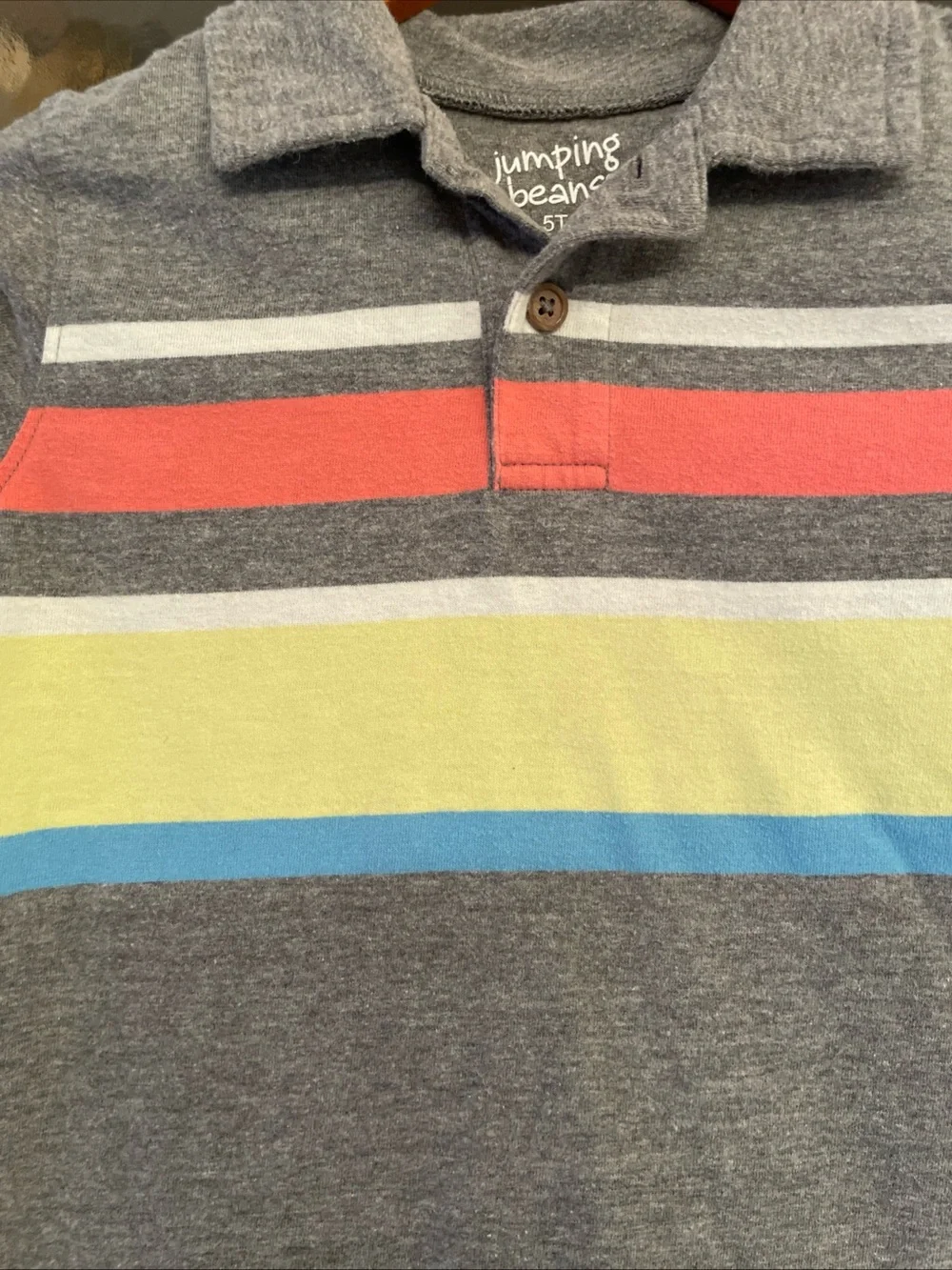Jumping Beans Gray Striped Polo Short Sleeve Boys Shirt Size 5T